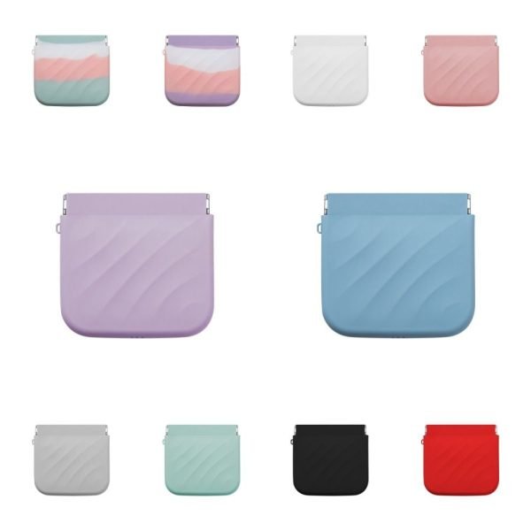 Simple Silicone Mini Cosmetic Bag Storage Bag Makeup Bag Lipstick Storage Bag Travel Supplies Self-closing Leaf Spring Bag Women