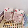 Travel Supplies Pu Leather Lipstick Bag Bear Print Mini Cosmetic Bag with Mirror Lipstick Storage Bag Girls