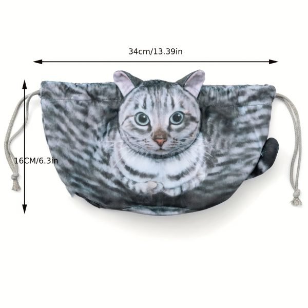 Kawaii Cat Pattern Drawstring Storage Bag, Multifunctional Makeup Storage Bag, Portable Dustproof Bag