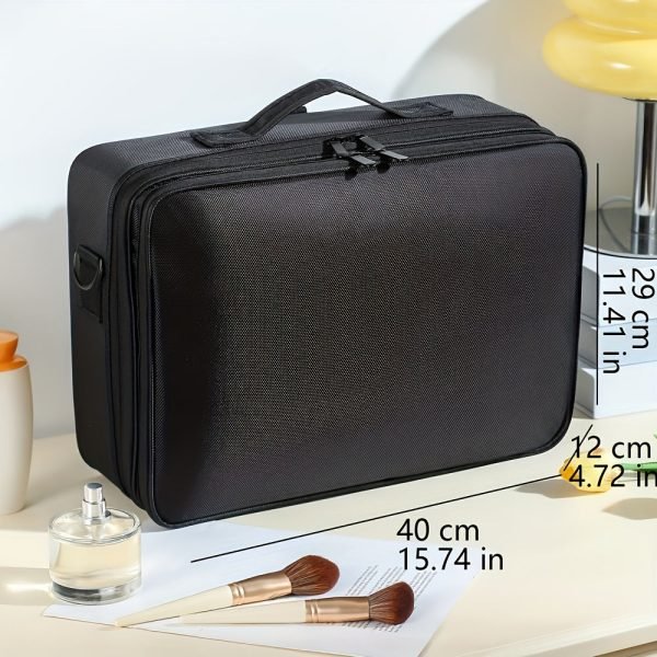 3-Layer Travel Makeup Bag With Dividers, Professional Cosmetic Train Storage Case Organizer For Cosmetic Brushes Tools, Jewelry Accessories & Toiletries