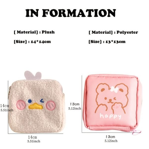 Cute Cartoon Plush Storage Bag, Portable Cosmetic Bag With Zipper, Multi Lightweight Organizer